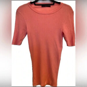 Animale Viscose Ribbed Short Sleeve Flattering Women’s Coral Tee Like New. Small